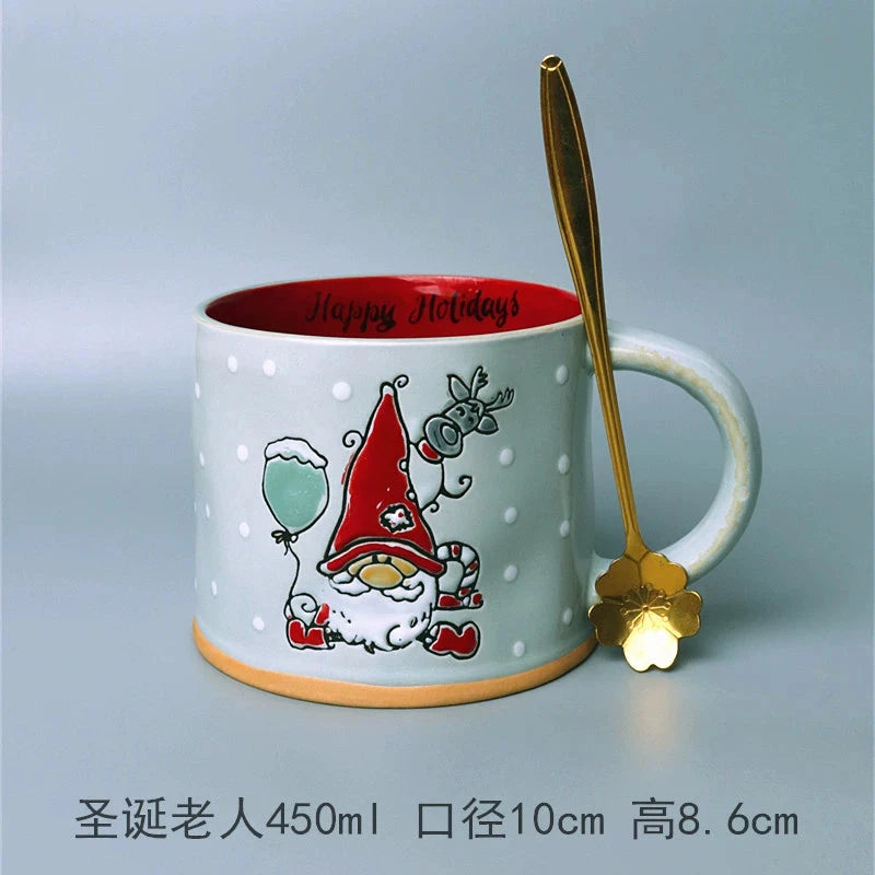 Vintage Floral Hand-Painted Ceramic Water Cup with Spoon Julia M Home & Kitchen