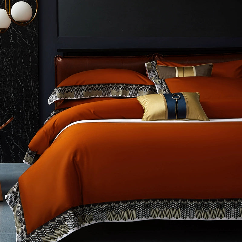 Elegant Geometric 4-Piece Pima Cotton Bed Sheet Set Julia M Home & Kitchen