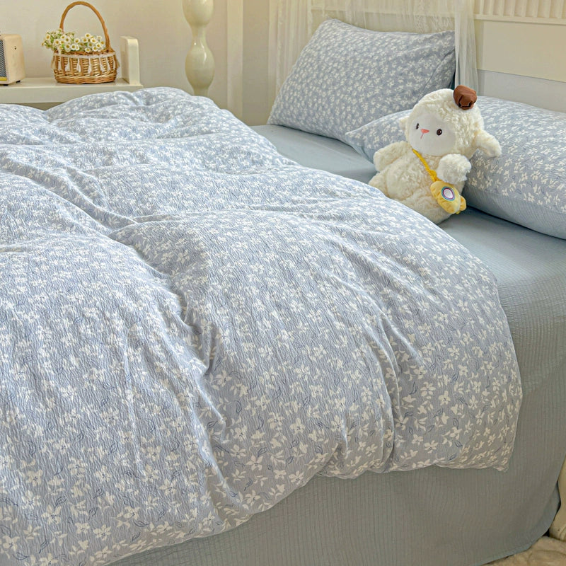 Class A Four-Piece Bedding Set Pure Cotton All Cotton All Year Round Quilt Cover Bed Sheets Quilt Cover Bed Student Dormitory Three-Piece Set Fitted Sheet 4 Julia M LifeStyles