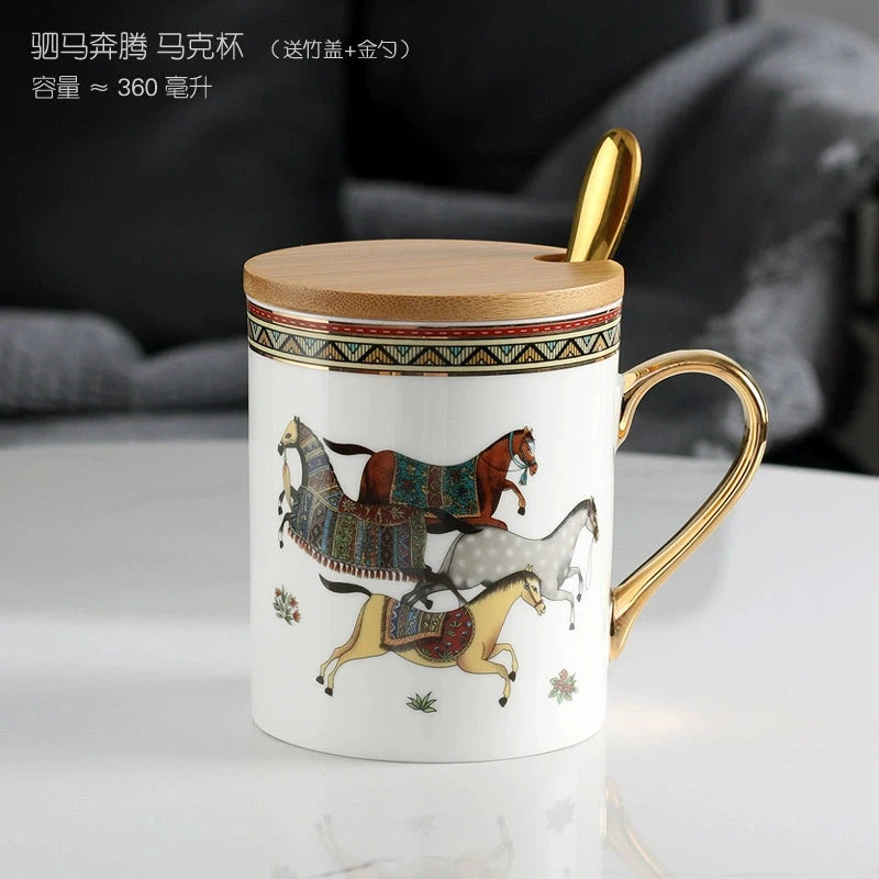 Florence Exquisite European-Style Bone China Mug with Lid and Spoon Julia M LifeStyles