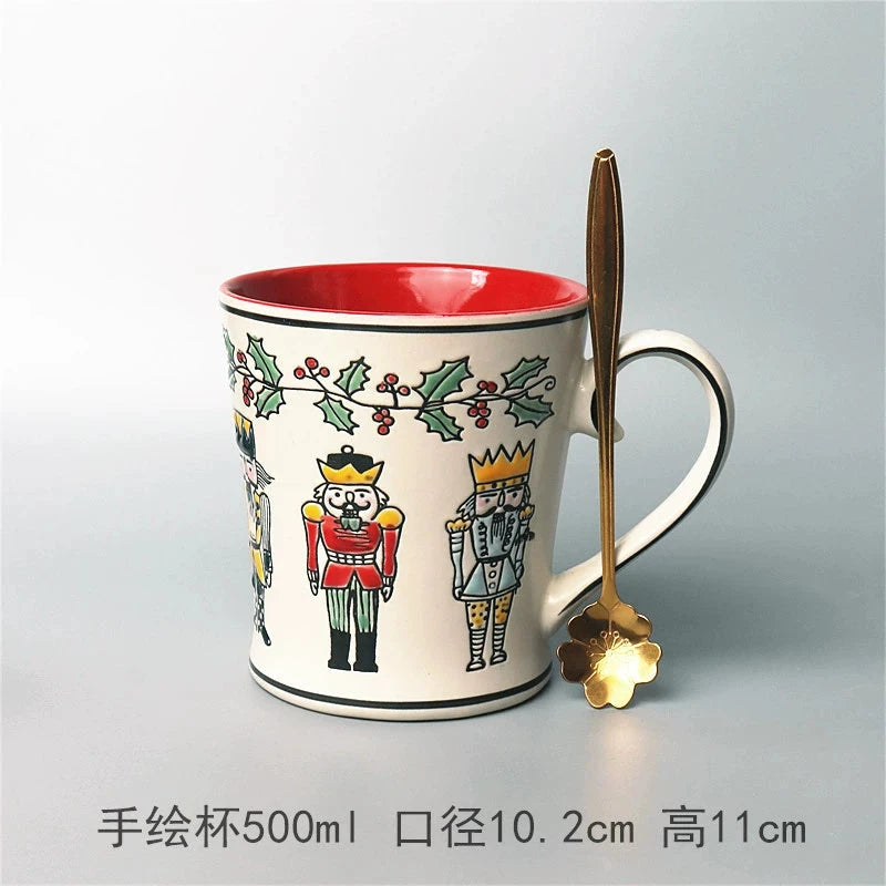 Vintage Floral Hand-Painted Ceramic Water Cup with Spoon Julia M Home & Kitchen