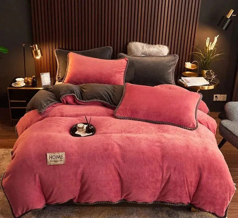Luxurious Milk Fiber 4-Piece Flannel Bedding Set for Winter Julia M LifeStyles