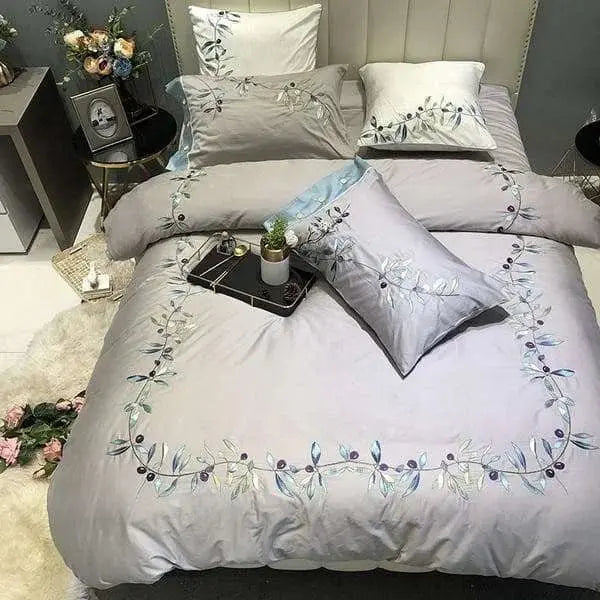 Opulent European Elegance Egyptian Cotton Bedding Set with Embroidery - Julia M LifeStyles