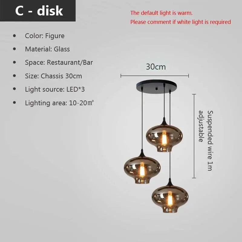 Retro Glass Pendant Light - Julia M LifeStyles