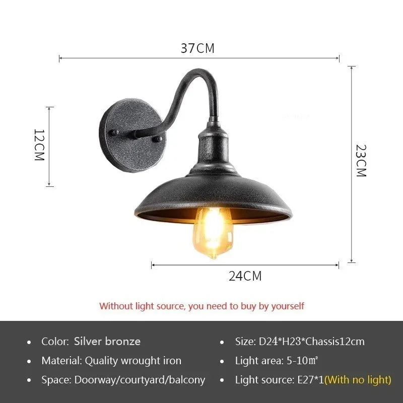 Retro Waterproof LED Wall Lamp Outdoor Courtyard Villa Garden Balcony Corridor Entrance Door E27 Decorative Lighting Fixture