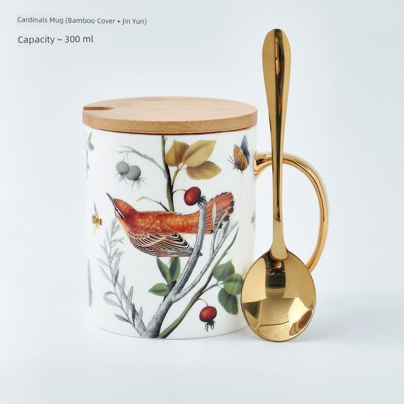 Florence Exquisite European-Style Bone China Mug with Lid and Spoon Julia M LifeStyles