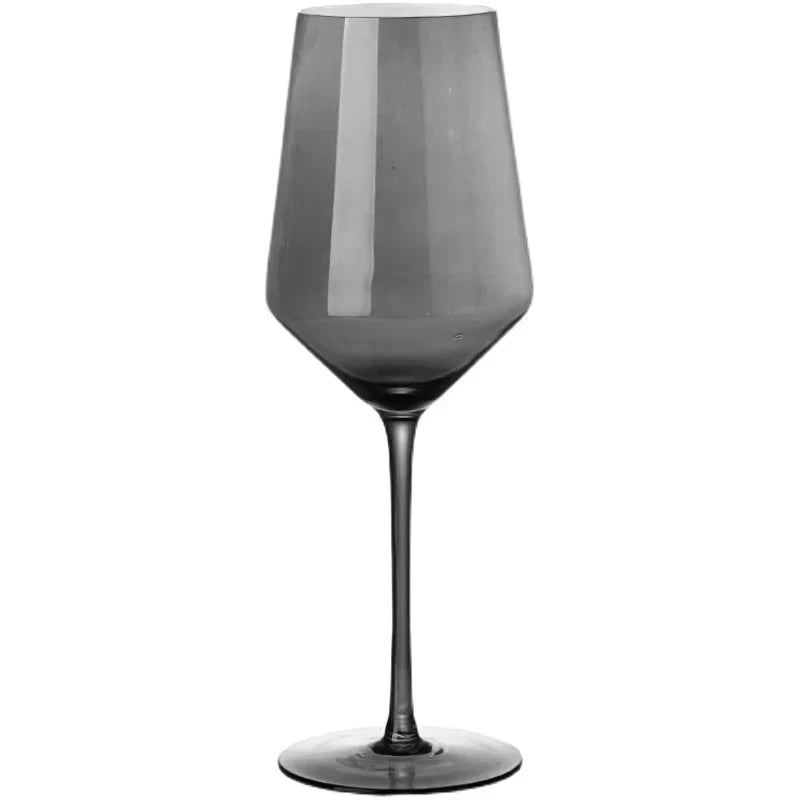 Galvanized Black Crystal Red Wine Goblet - Smoke Grey Elegance Julia M LifeStyles