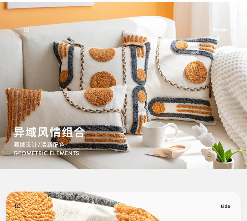 Bohemian Embroidered Tassel Pillow Case 45x45cm Julia M LifeStyles