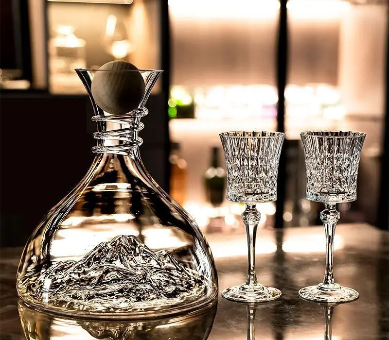 Crystal Elegance Red Wine Glass Set with Silk Iceberg Decanter Julia M Home & Kitchen