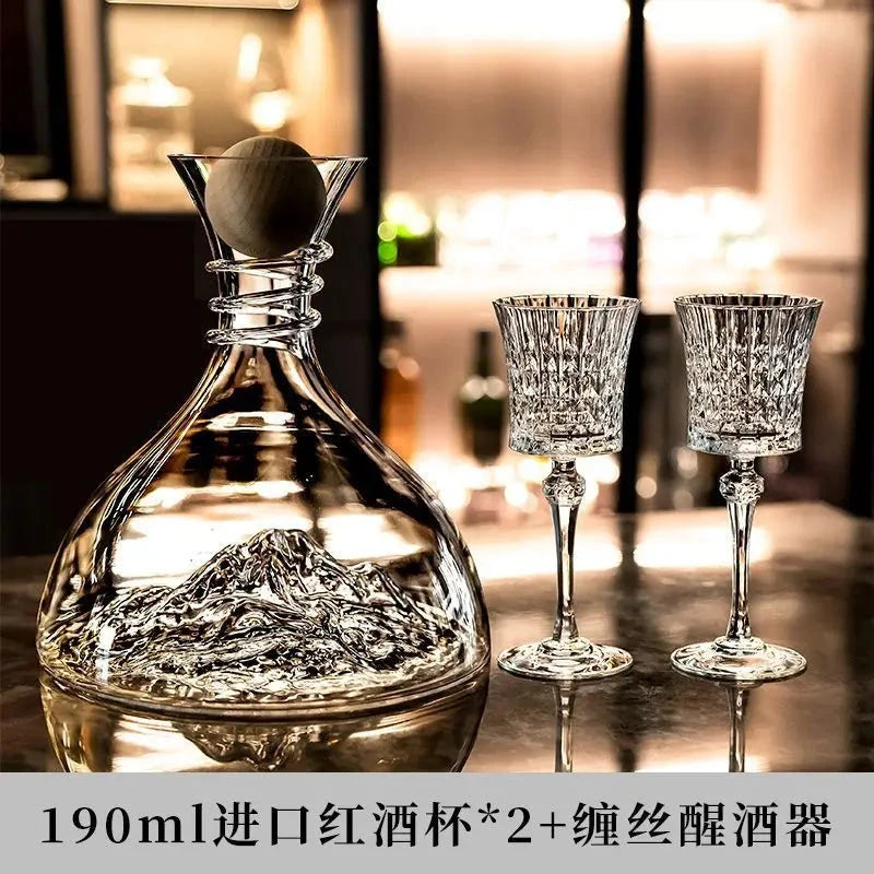 Crystal Elegance Red Wine Glass Set with Silk Iceberg Decanter Julia M Home & Kitchen