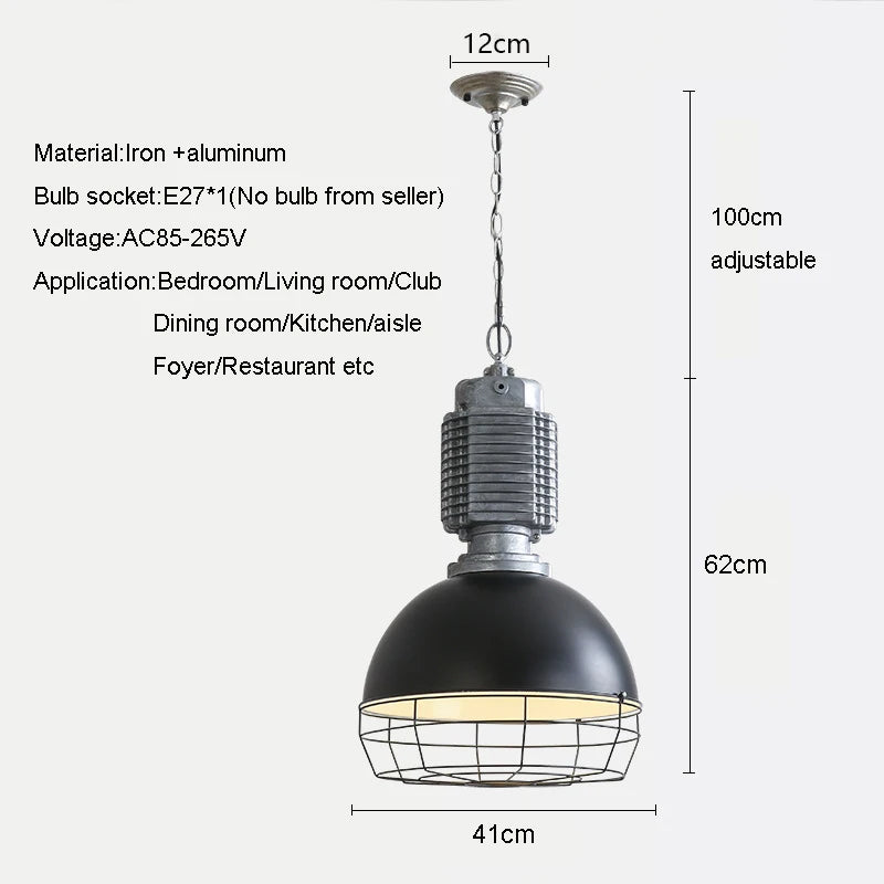 Medieval American industrial style cast aluminum chandelier Light restaurant bar shop Dining Room Lamp kitchen living room Light