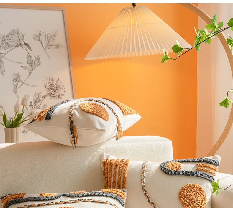 Bohemian Embroidered Tassel Pillow Case 45x45cm Julia M LifeStyles