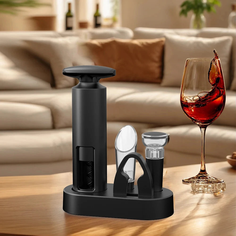 4-in-1 Luxury Electric Wine Opener Set with Stopper and Pourer Julia M Home & Kitchen