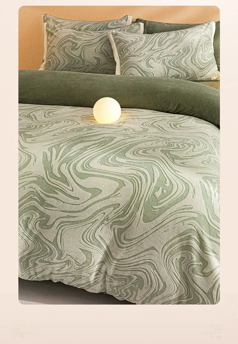 Opulent Milk Fleece Jacquard Bedding Set - Four-Piece Luxury Collection Julia M Home & Kitchen