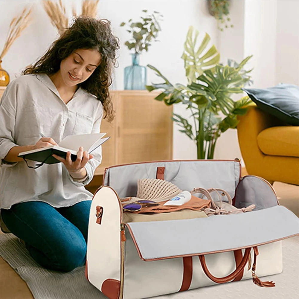 2in1 Convertible Garment Bag Foldable Suit Storage Bag Large Capacity Travel Duffle Bag Waterproof Tote Fitness Gym Bag - Julia M LifeStyles