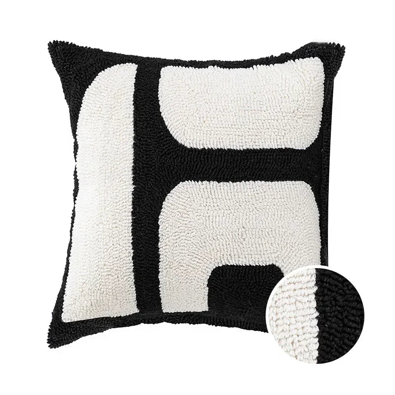 Modern simple black and white pillow cover living room sofa high-end backrest model room leopard jacquard cushion cover Julia M LifeStyles