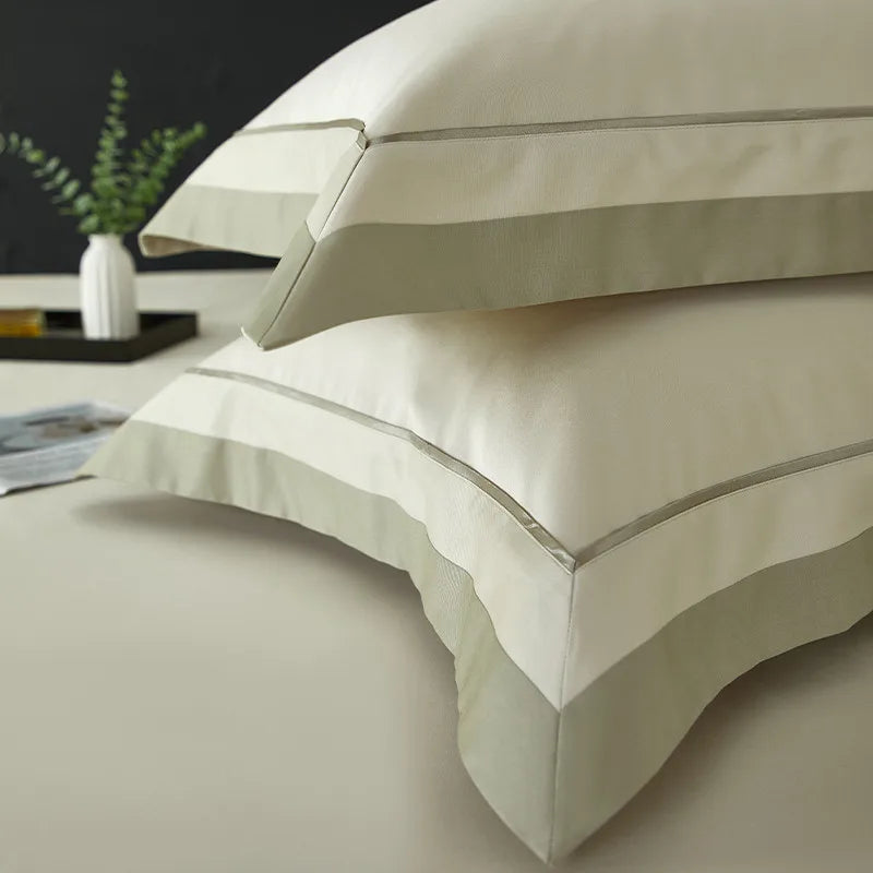Luxury Long Staple Cotton Bedding 4/7Pcs, Sateen Weave Natural Super King Soft Chic Patchwork Duvet cover Bed Sheet Pillowcases