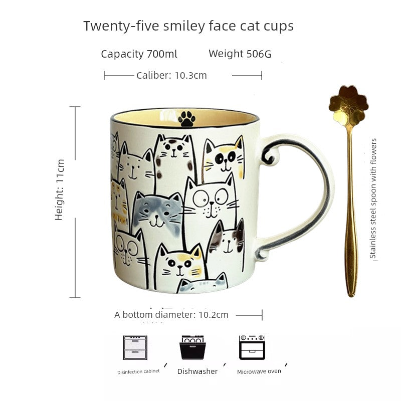 Vintage Floral Hand-Painted Ceramic Water Cup with Spoon Julia M Home & Kitchen