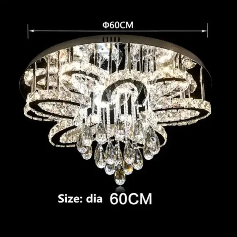 LED Modern Crystal Stainless Steel Round Dimmable RGB Chandelier