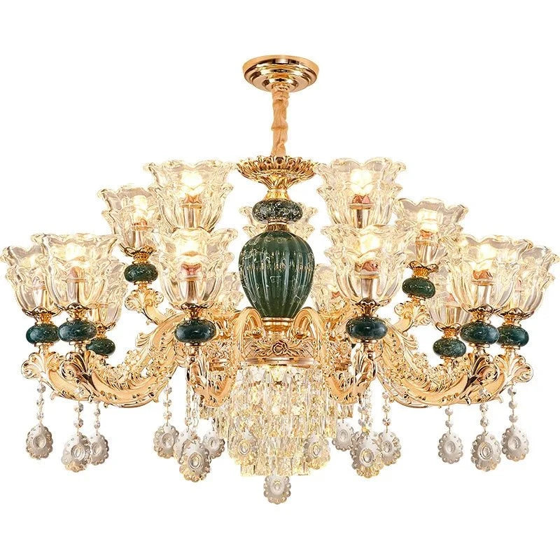 LED Crystal Ceramic Retro Ceiling Chandelier - European Style Luxury Lamp - Julia M LifeStyles