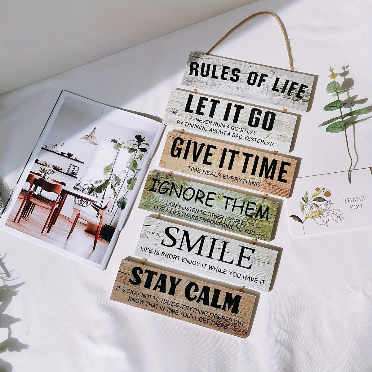 Wooden Inspirational Hanging Wall Art with Rope for Home Decor Julia M LifeStyles