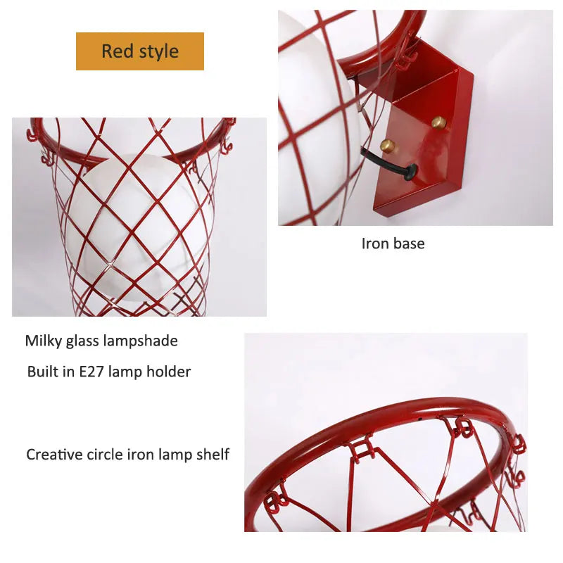 Nordic Creative Wall Lamp Living Room Corridor Pub Bedroom Study Children's Room Personalized Basketball Wall Lamp Wall Sconce