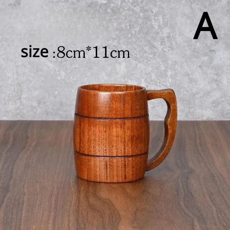 Wooden Beer Cup Retro Big Capacity Tea Water Classic Wood Drinking Mug - Julia M LifeStyles