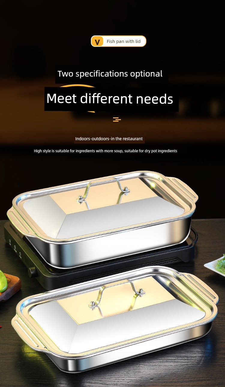 Grilled Fish Dish Extra Thick Oven Binaural Rectangular Stainless Steel Julia M LifeStyles