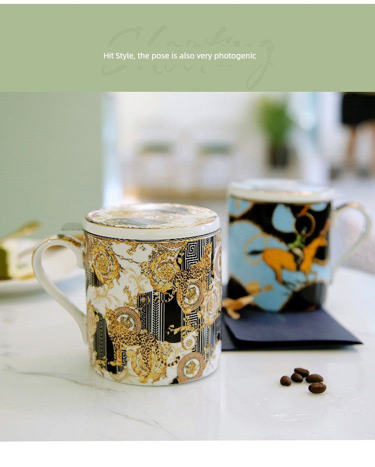 Florence Exquisite European-Style Bone China Mug with Lid and Spoon Julia M LifeStyles