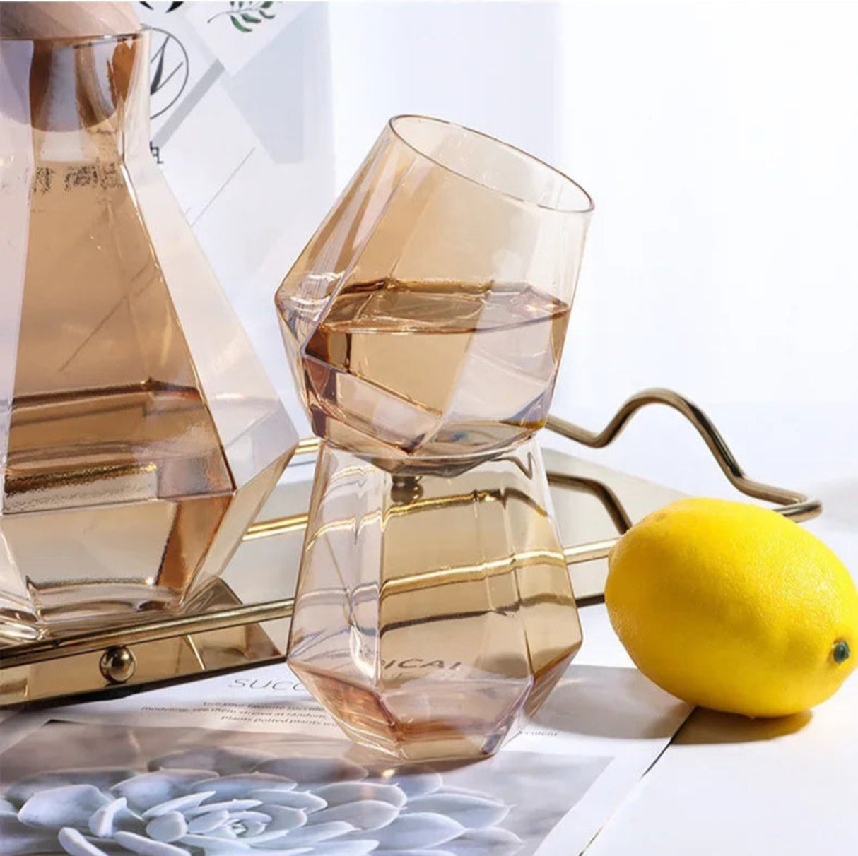 Geometric Crystal Glass Cafe and Glasses Set - Julia M LifeStyles