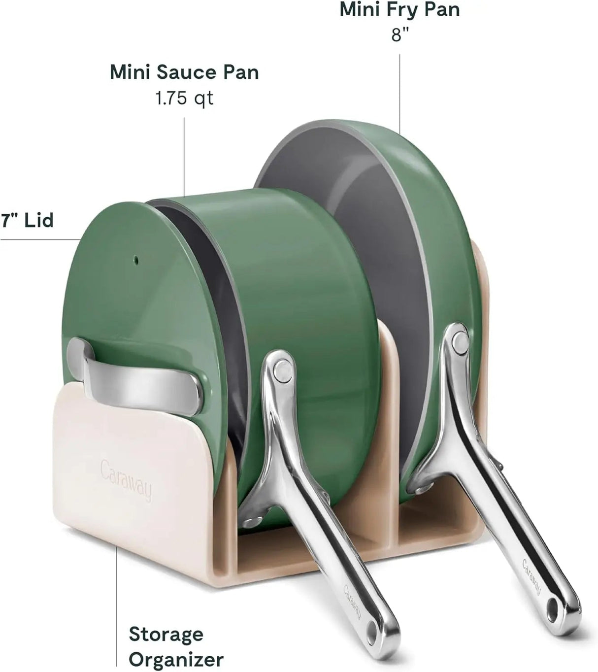 Mini Cookware Set - Non-Stick Ceramic Fry Pan (1.05 qt, 8") Sauce Pan (1.75 qt) & Storage Rack - Non Toxic, PTFE & PFOA Free Julia M Home & Kitchen