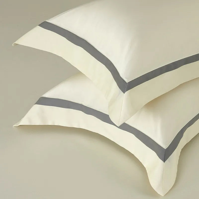 Luxury Long Staple Cotton Bedding 4/7Pcs, Sateen Weave Natural Super King Soft Chic Patchwork Duvet cover Bed Sheet Pillowcases