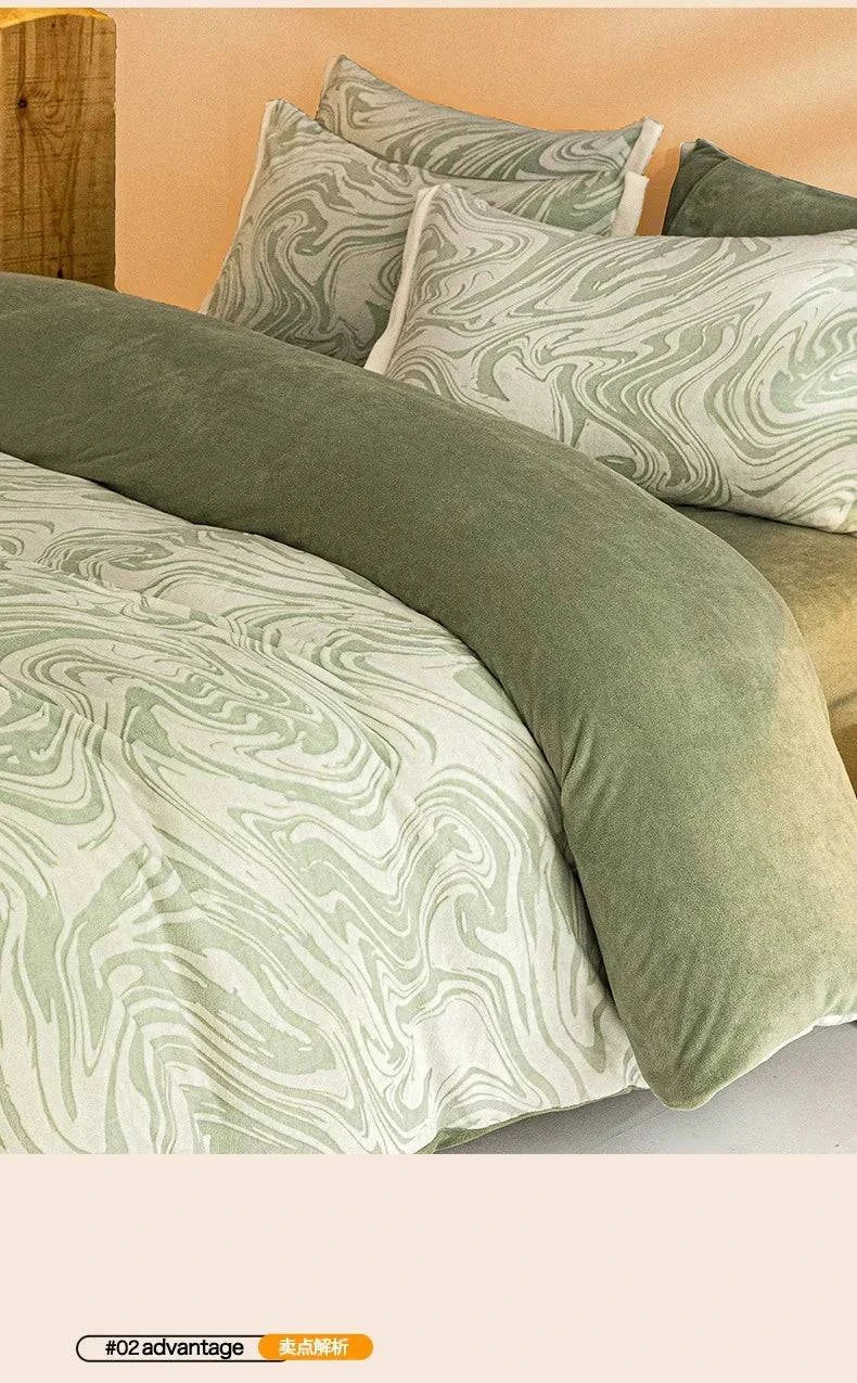 Opulent Milk Fleece Jacquard Bedding Set - Four-Piece Luxury Collection Julia M Home & Kitchen