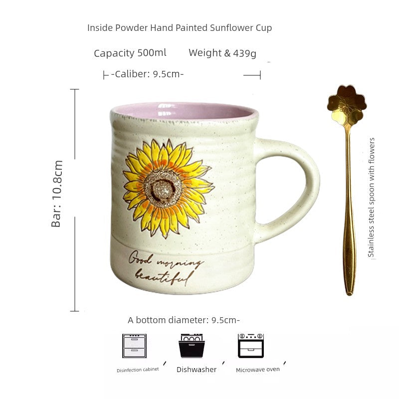 Vintage Floral Hand-Painted Ceramic Water Cup with Spoon Julia M Home & Kitchen