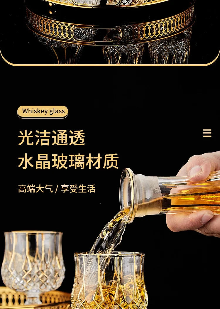 High-end European classical crystal glass liquor bottle foreign wine glass household whiskey glass set spirits glass wine set Julia M LifeStyles