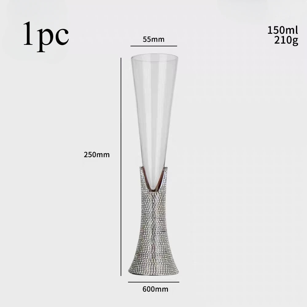 Diamond Women's Champagne mug Set with Diamond Crystal Glass High Leg Wine Cup Drink Cup Gift Wine Glass Beautiful Cups 150ml Julia M Home & Kitchen