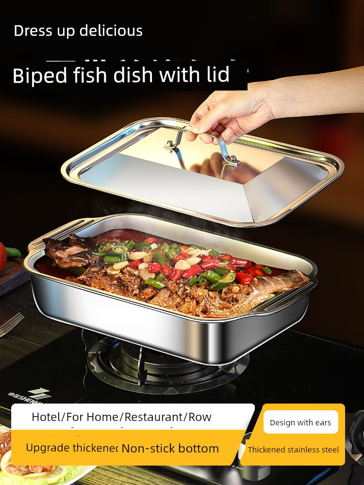 Grilled Fish Dish Extra Thick Oven Binaural Rectangular Stainless Steel Julia M LifeStyles
