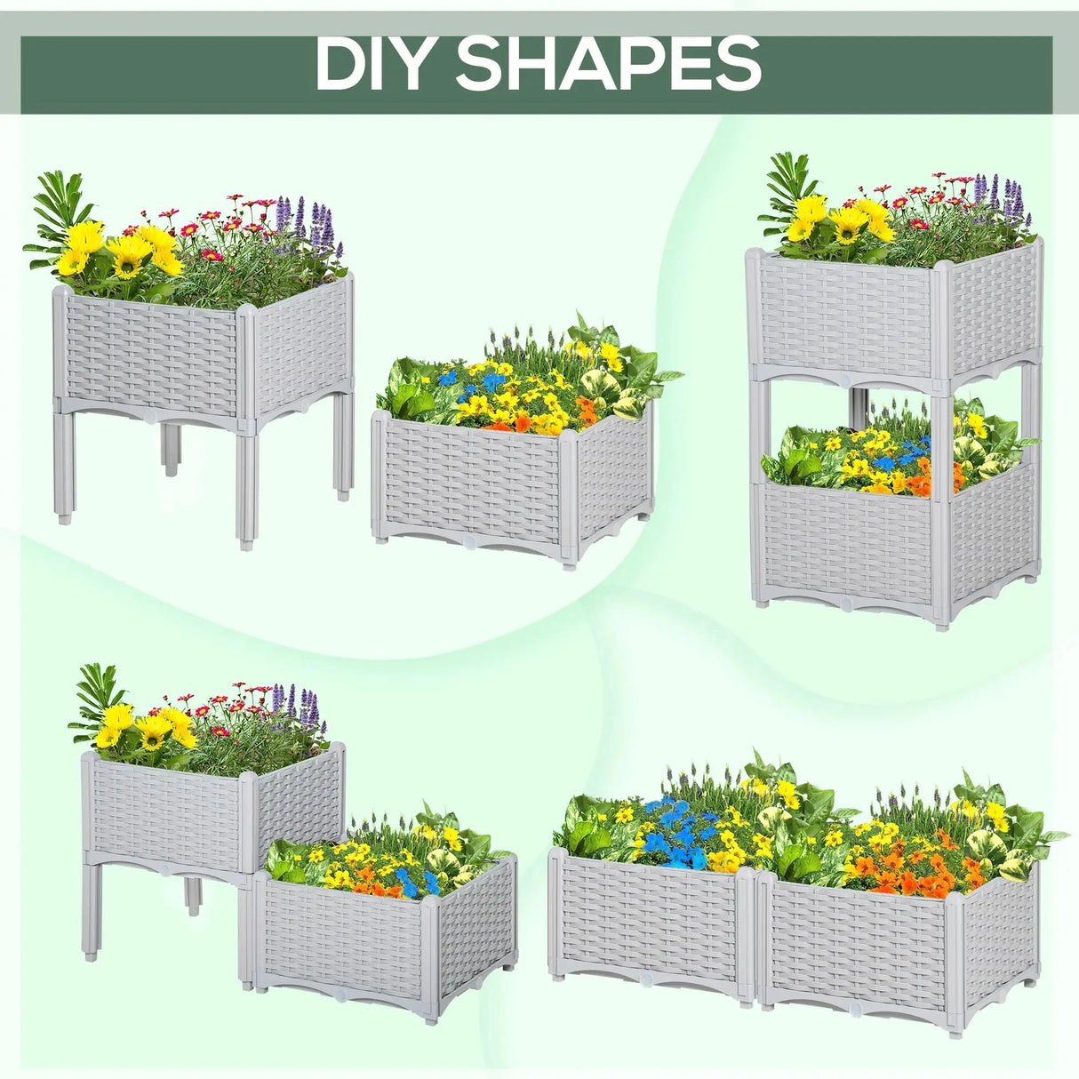 2-Piece Gray Raised Garden Bed with Self-Watering Legs for Growing Herbs & Vegetables Julia M LifeStyles