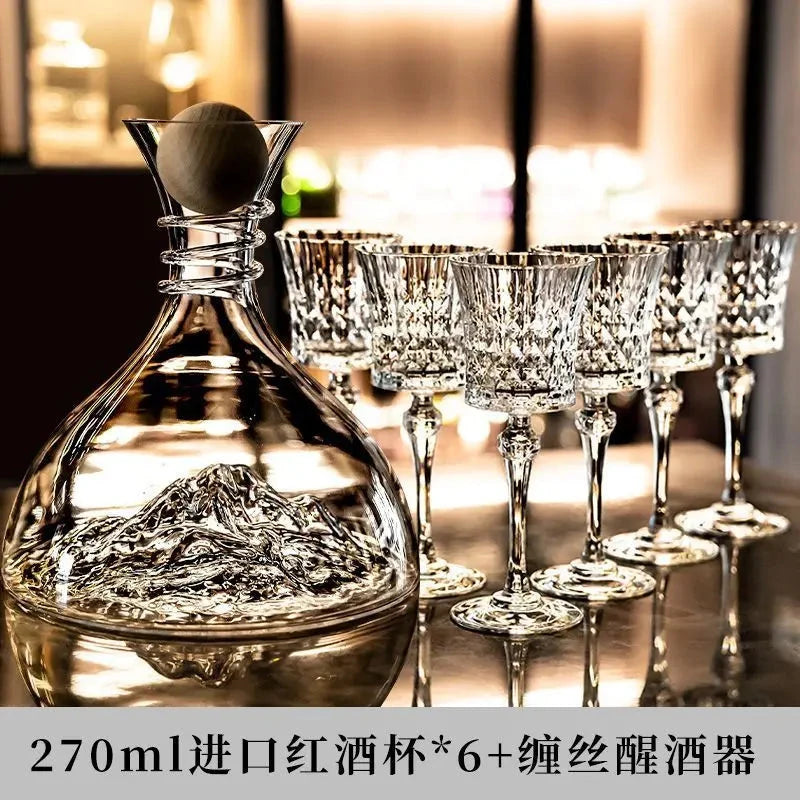 Crystal Elegance Red Wine Glass Set with Silk Iceberg Decanter Julia M Home & Kitchen