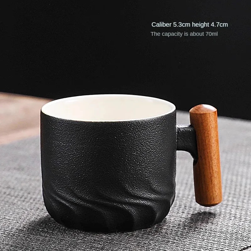 Creative Handmade Exquisite Coffee Cup Vintage Coffee Cup With Wooden Handle Mug Cups Mugs Drinkware Kitchen Dining Bar Home - Julia M LifeStyles