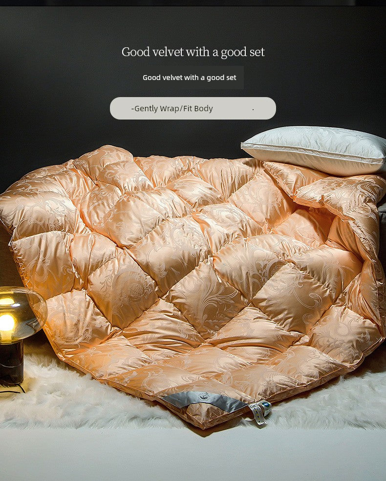 Luxury Italy Import Silk Duvet with 95% White Goose Down for Winter Comfort Julia M Home & Kitchen