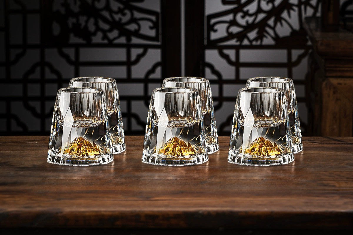 Crystal Glass Wine Decanter Set with Gold Foil Shot Cup Julia M LifeStyles