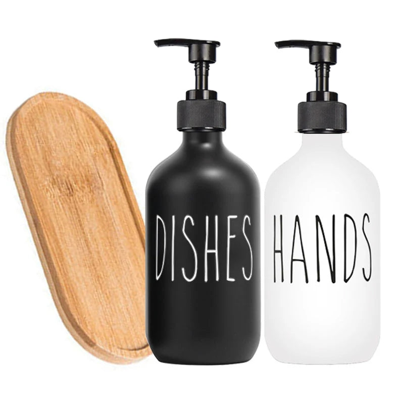 Elegant 500ml Black Dish Soap Dispenser Set with Refillable Pump for Farmhouse Chic Décor Julia M LifeStyles
