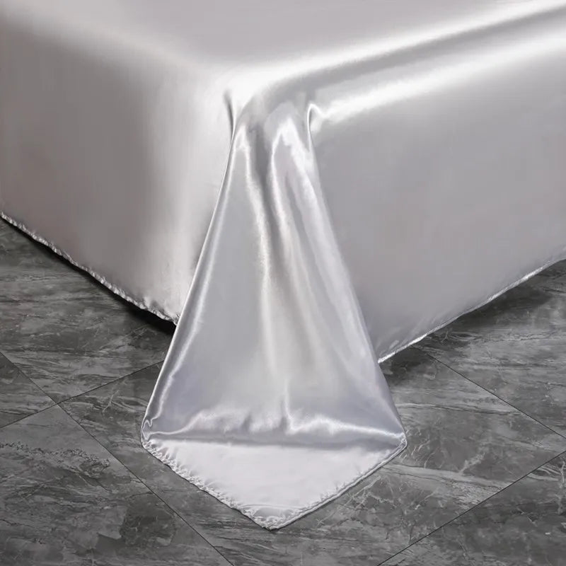 Soft 100% Imitate Silk Satin Duver Cover Sheet Pillow shams Multiple Colors Twin Double (1Duvet Cover+1FlatSheet+2Pillowcases) Julia M LifeStyles