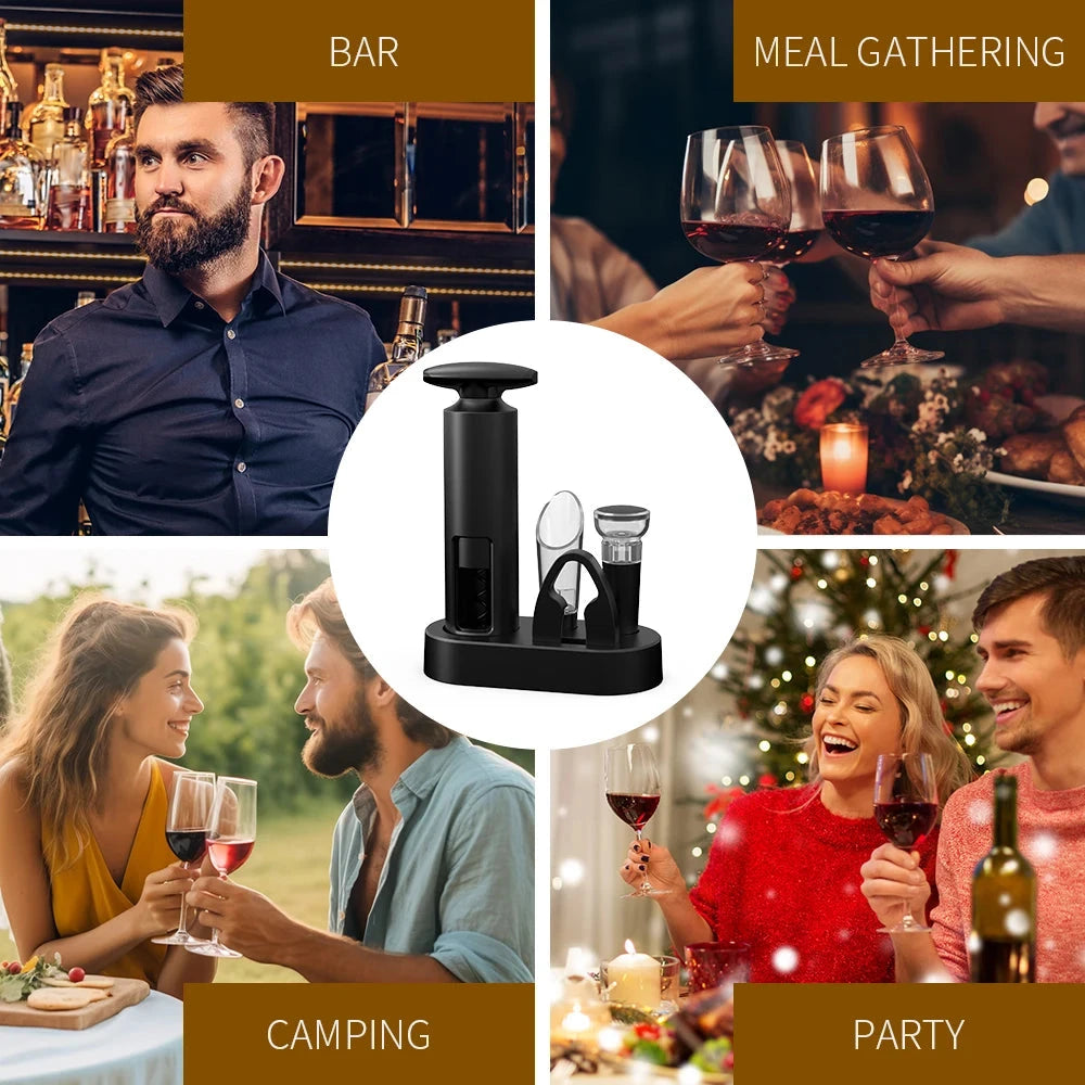 4-in-1 Luxury Electric Wine Opener Set with Stopper and Pourer Julia M Home & Kitchen