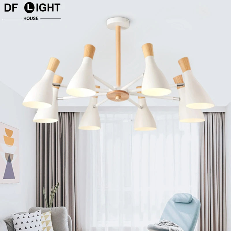 Scandinavian Ceiling Chandelier Living Room LED Chandelier Bedroom Wooden Ceiling Lights Kitchen 220V Interior Decor Lighting - Julia M LifeStyles