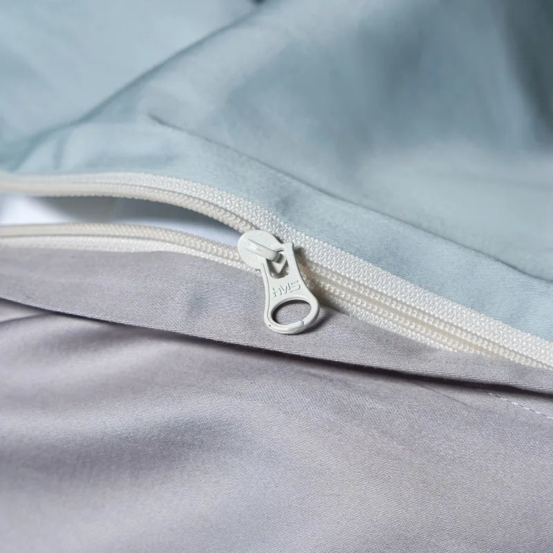 Luxury 100% Egyptian Cotton Reversible Duvet Cover Set - Silver & Purple Julia M LifeStyles