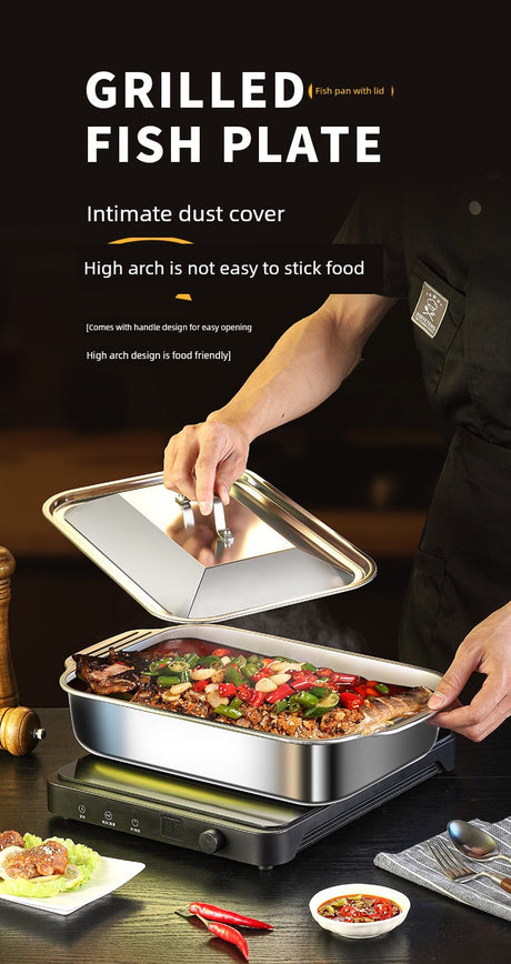 Grilled Fish Dish Extra Thick Oven Binaural Rectangular Stainless Steel Julia M LifeStyles