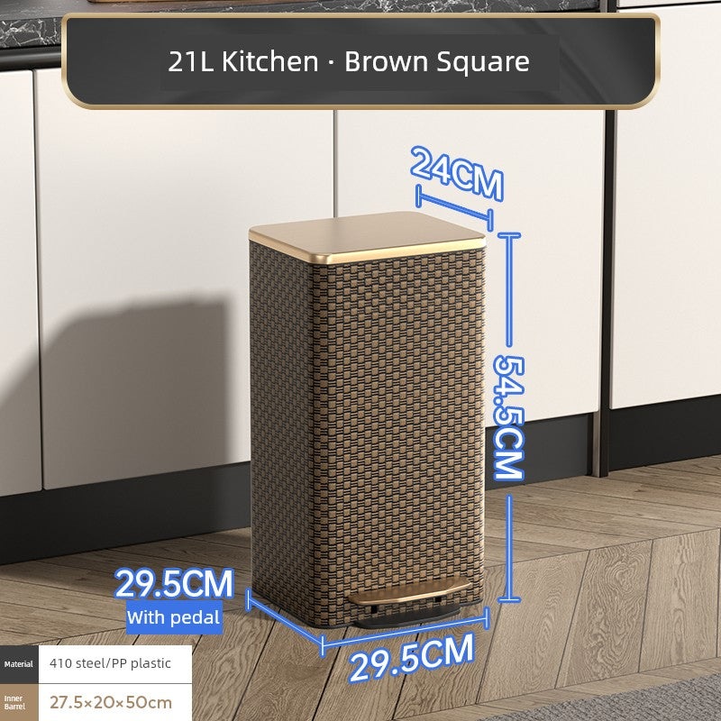 Sleek Leather Exterior German Foot-Pedal Trash Can - 12L -30L Luxury Design for Home & Office Julia M LifeStyles