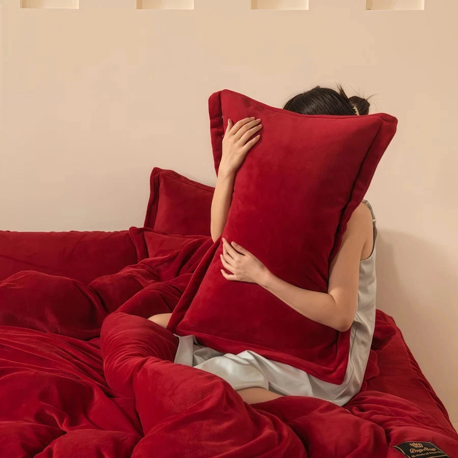 Luxury Solid Color Flannel Duvet Cover Set, 220x240 cm Julia M LifeStyles